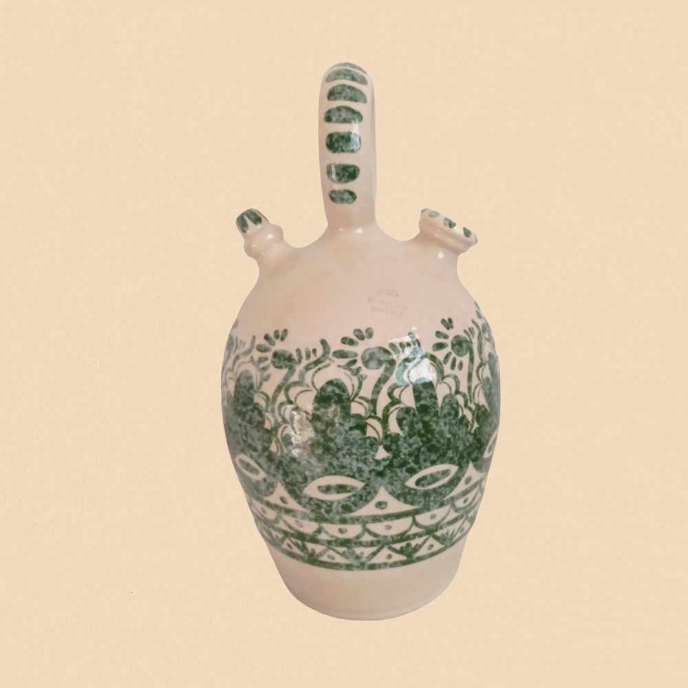 Handgemachter Flaschenkühler "Botijo" aus Ton - Andalucia Vintage Grün