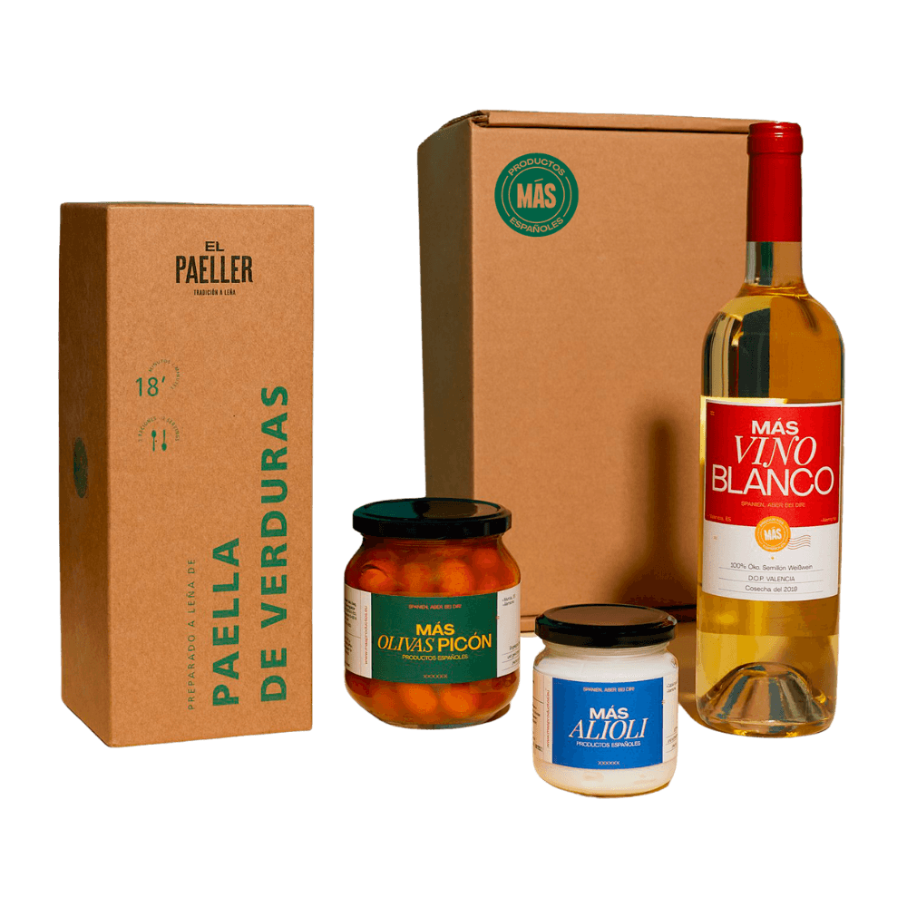 Paella de Verduras y Vino Blanco