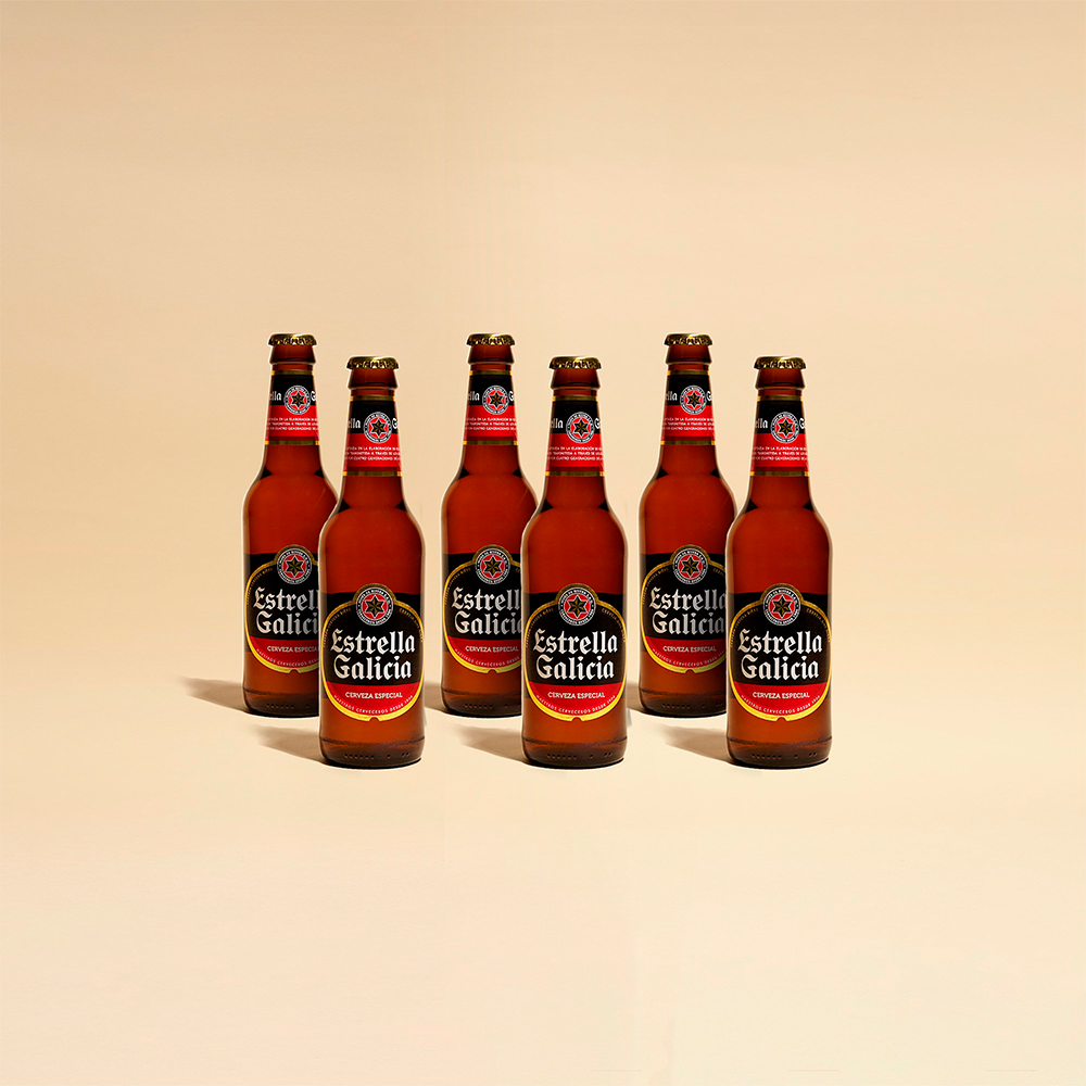 Cerveza Estrella Galicia. Bier 33cl x 6 Pack